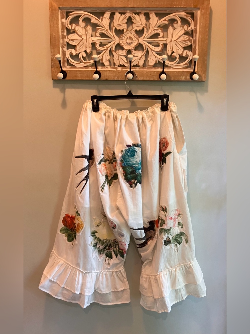Indi & Sai Bird and Floral Romantic White Draw String Bloomers, NWOT - Picture 2 of 13